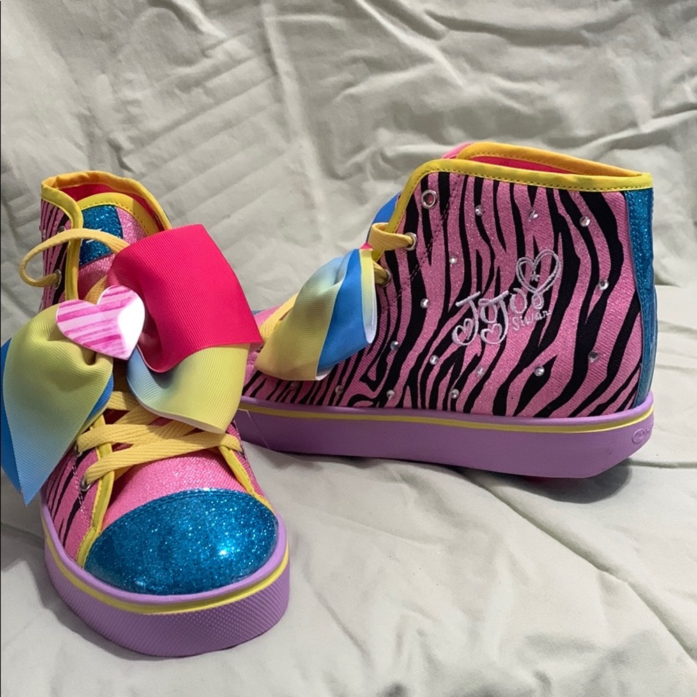 JoJo Siwa Pink and Blue Glitter High-Top Sneakers